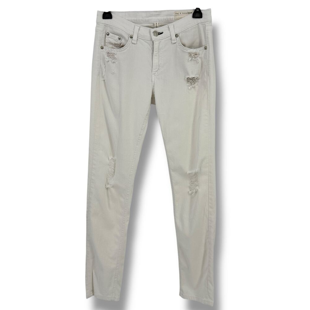 Rag & Bone Dash Slouchy Skinny Jeans Womens Size 24 White Distressed Stretch